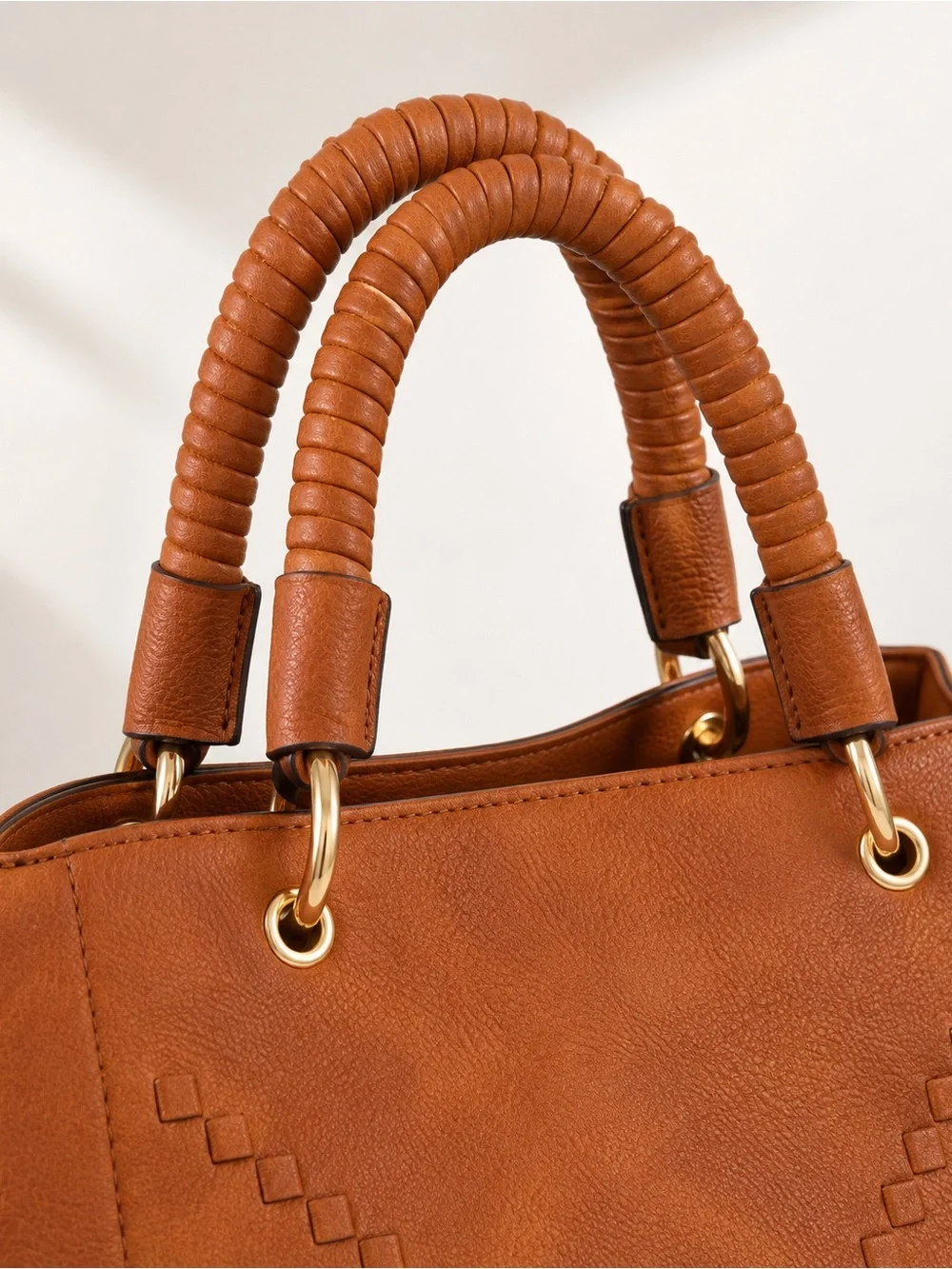 GUSSACI Terracotta Vegan Leather Satchel Bag w/ Removable Shoulder Strap NWT